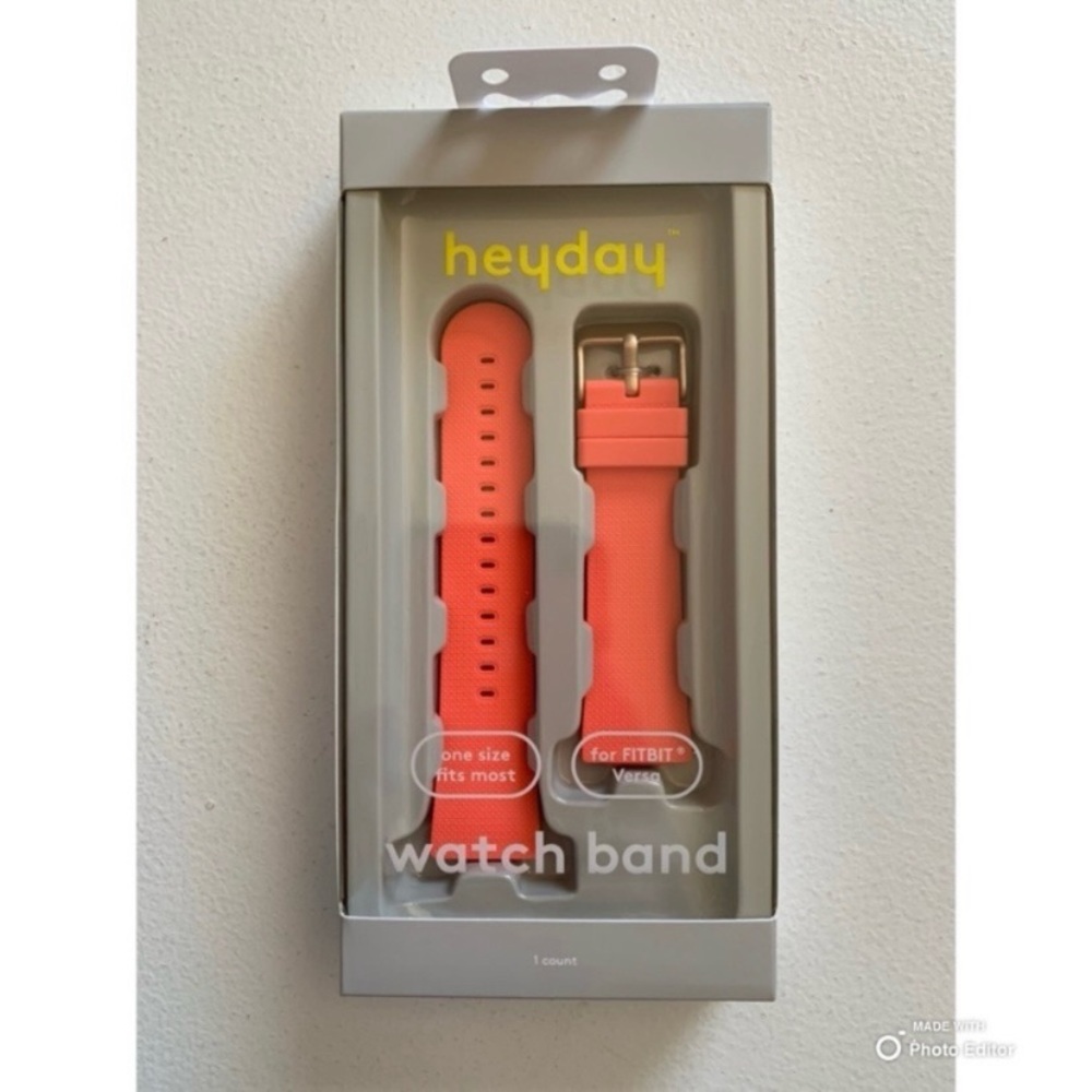 NEW IN BOX! Heyday Bold Neon Coral Band for FITBIT Versa
